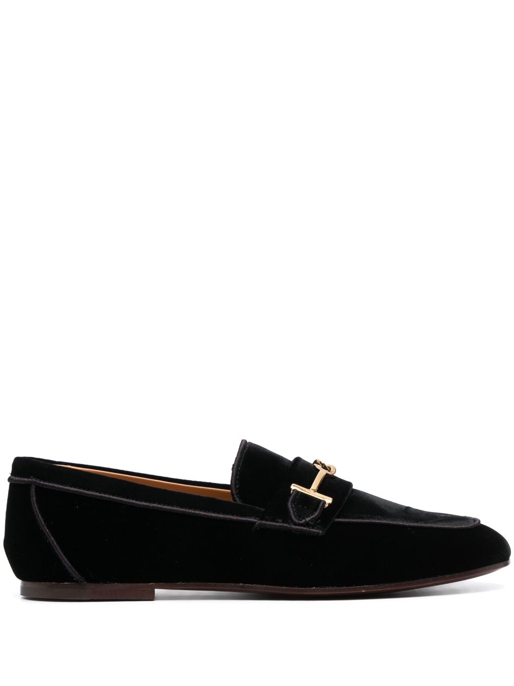 Logo-detail velvet loafers - Black