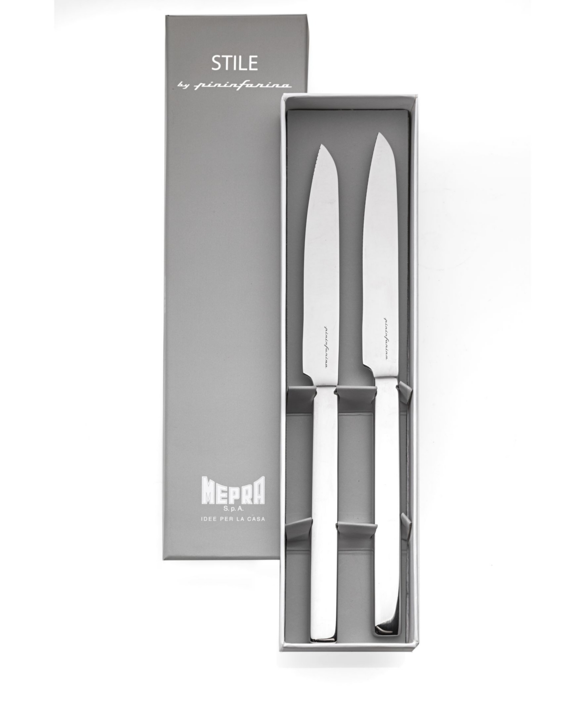 Gift Box Steak Knives Flatware Set, Set of 2 - Silver-Tone