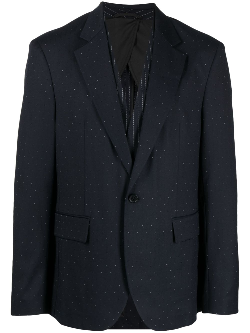 Polka dot-pattern single-breasted blazer - Blue