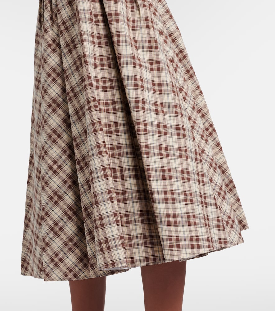 Checked cotton poplin midi dress