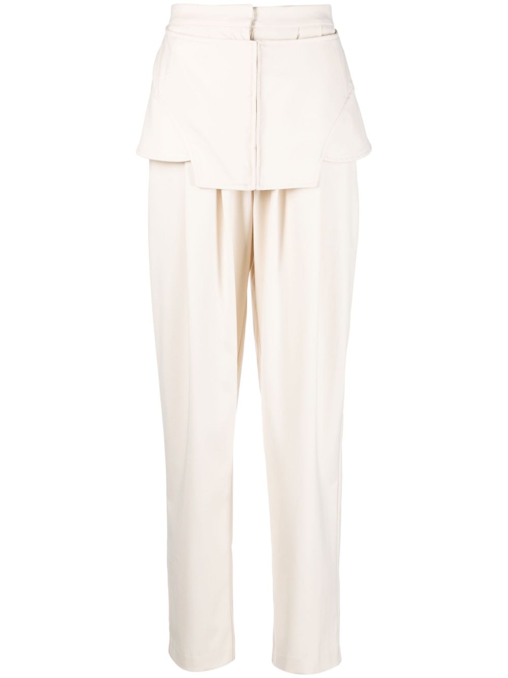 Corset-detail straight-leg trousers - Neutrals