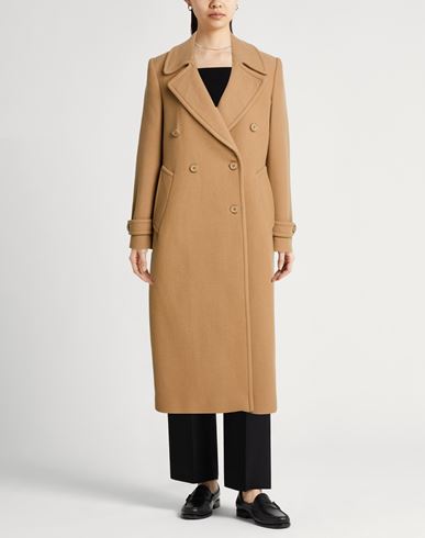Woman Coat Camel Size 4 Virgin Wool, Polyamide, Cashmere