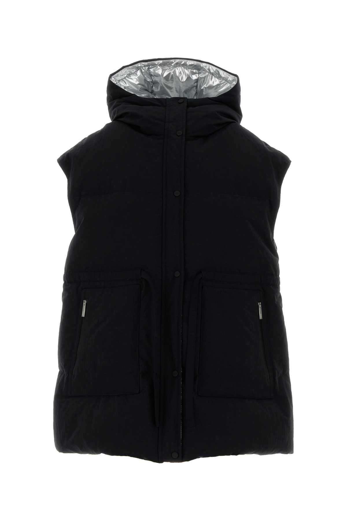Quilted Down-Filled Down Vest — Black