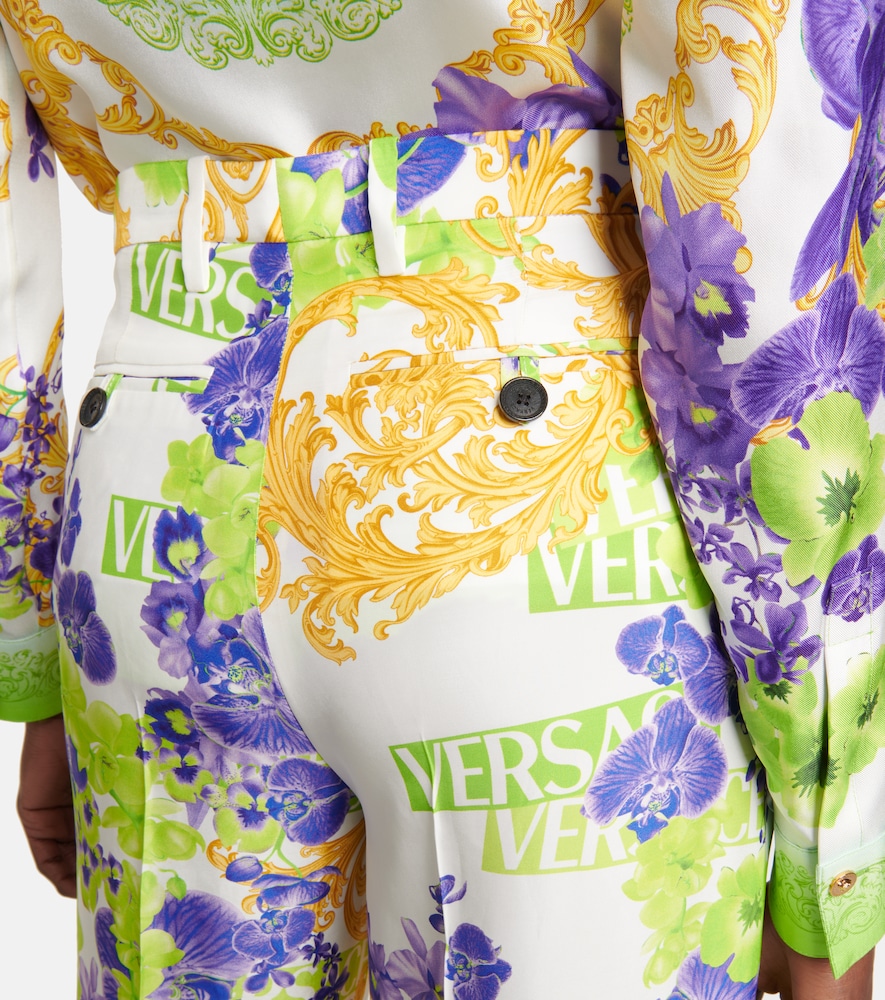 Floral silk pants