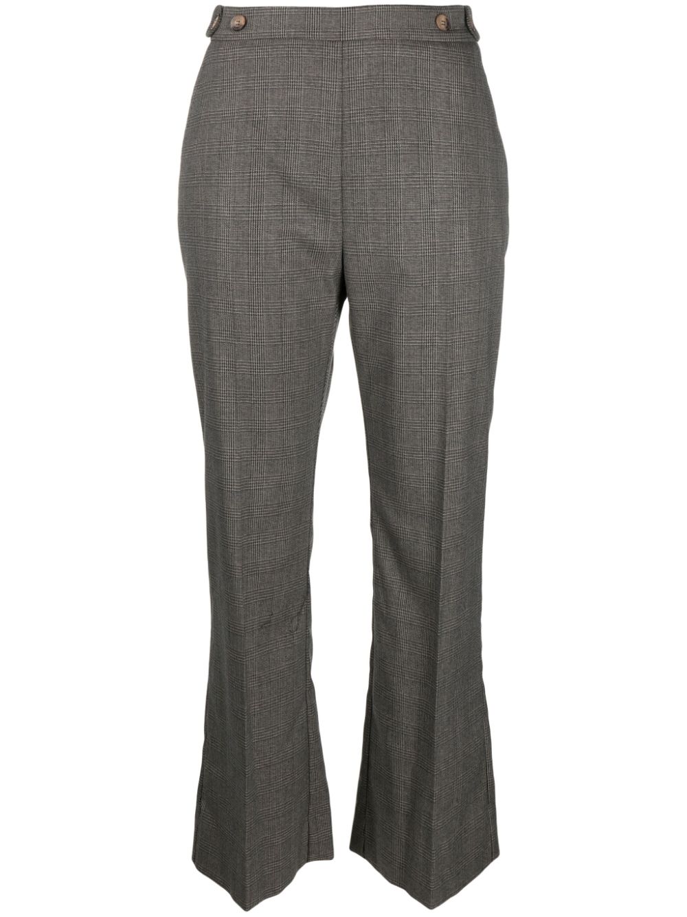 Plaid-check flared tailored trousers - Green