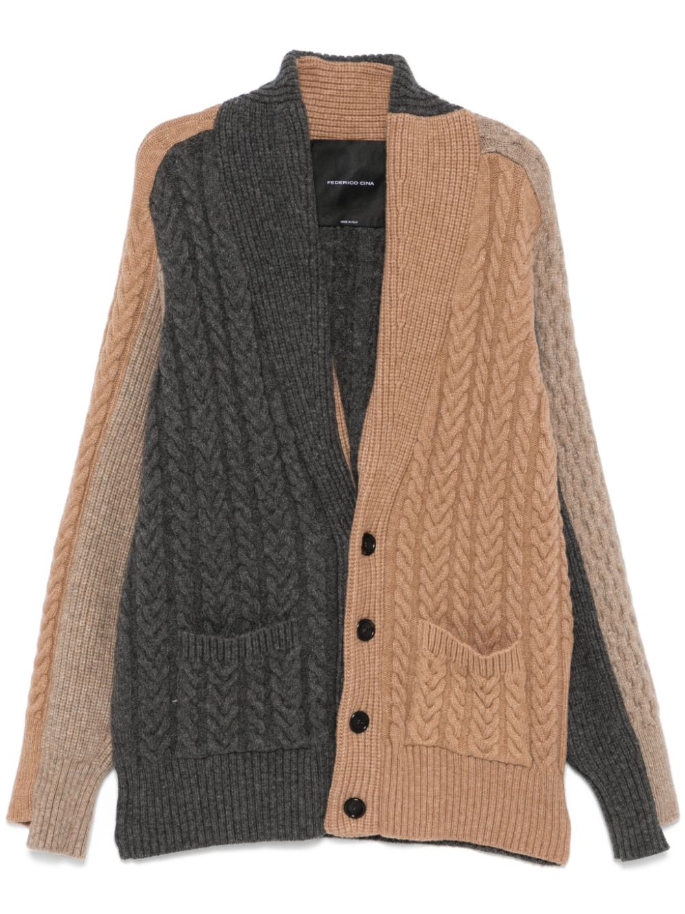 Colourblock cardigan - Brown