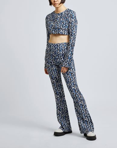 Printed Long Sleeve Crop Top Woman Top Black Size 2 Viscose