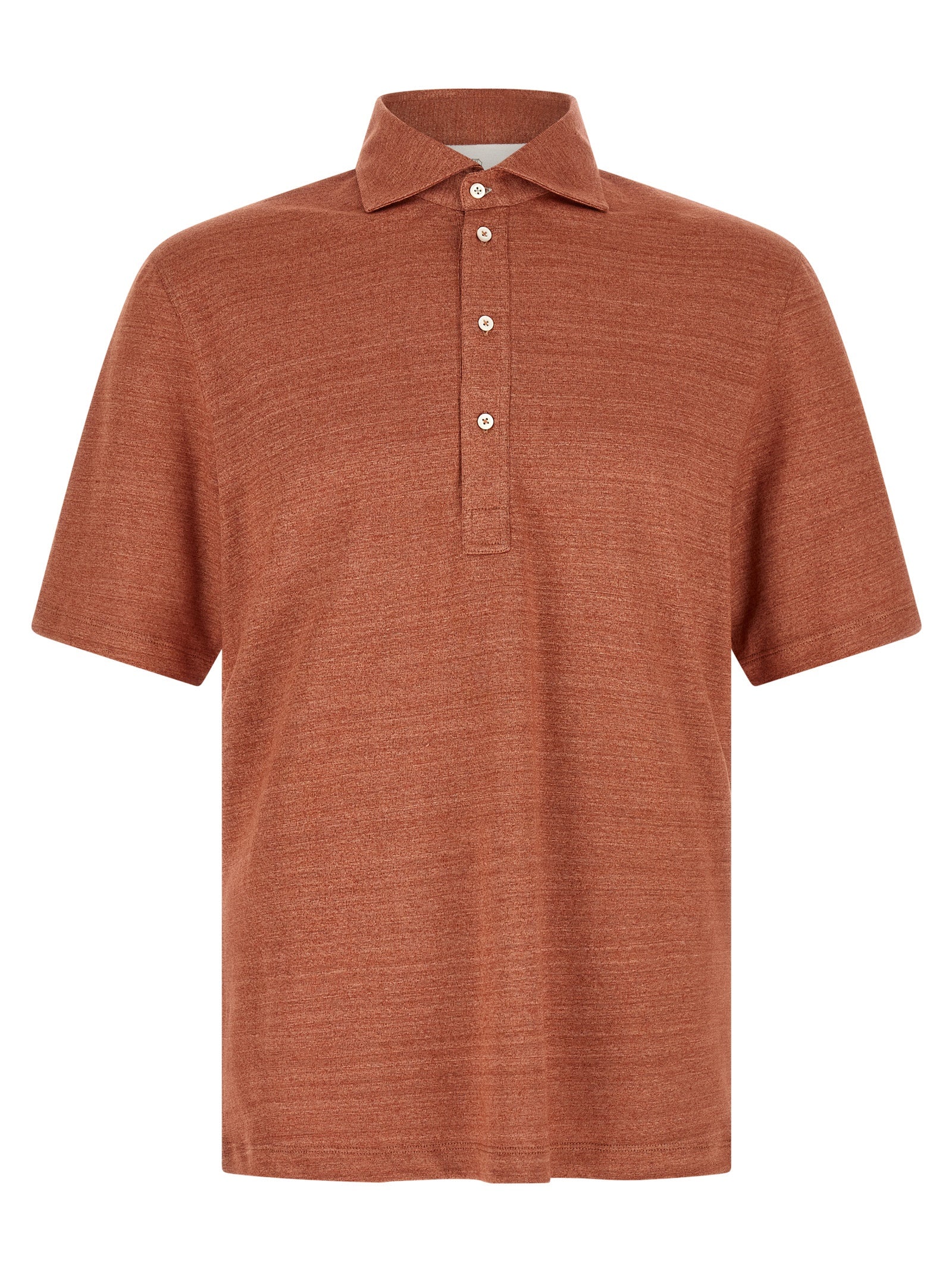 Linen-Cotton Jersey Polo Shirt — Orange