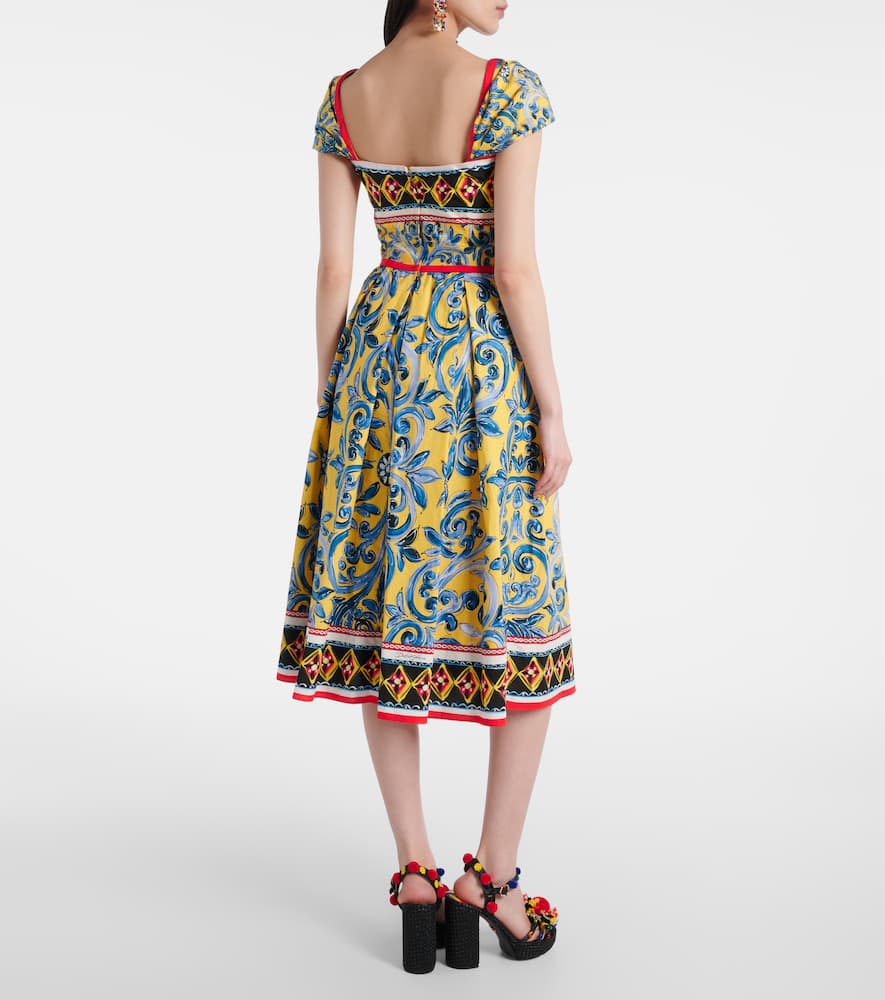 Pleated printed midi dress