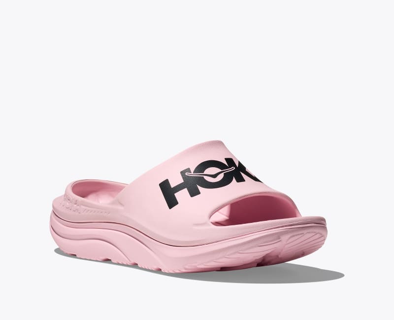 HOKA Ora Athletic Slide Shoes in Carnation/Black