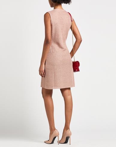 Woman Mini dress Sand Size L Viscose, Metallic fiber