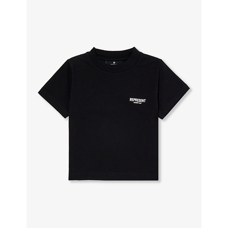 Boys Black Kids Logo-print Cotton-jersey T-shirt 