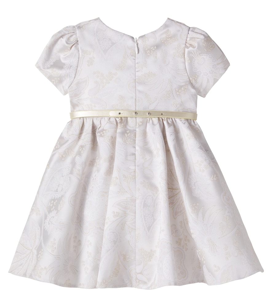 Baby bow-detail floral brocade dress