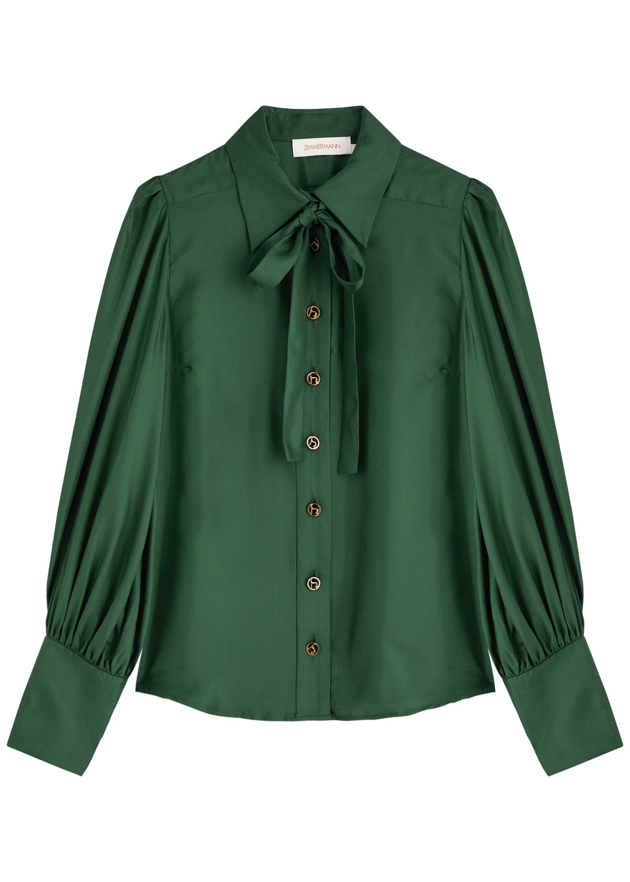 Illustration Silk-satin Shirt - Green - 2 (UK 12 / M)