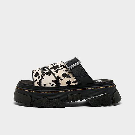 Women's Mattison Dalmatian Hair On Leather Slide Sandals in Cream/Black