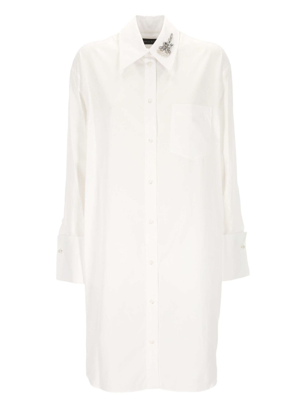 Crystal-embellished long shirt - White