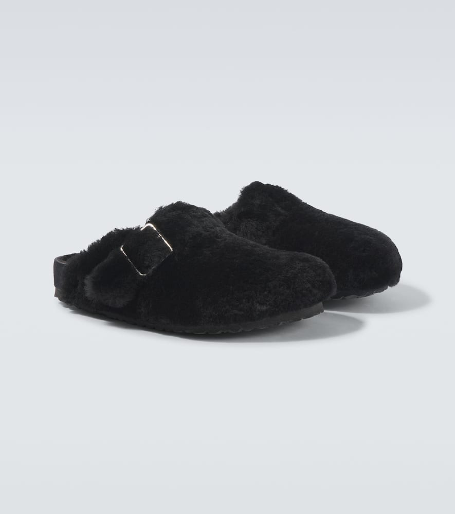 Boston 1774 shearling-lined suede mules