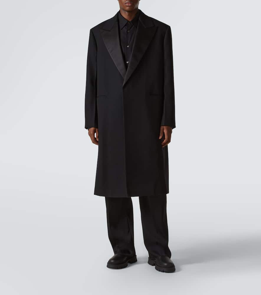 Silk-trimmed wool coat