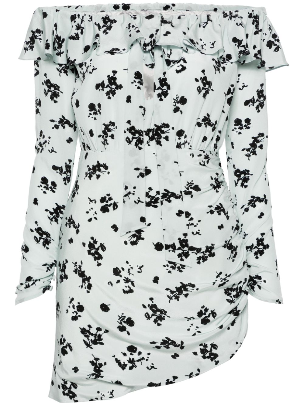 Rose-print silk minidress - Blue
