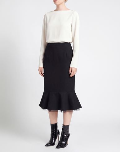 Woman Midi skirt Black Size 12 Virgin Wool