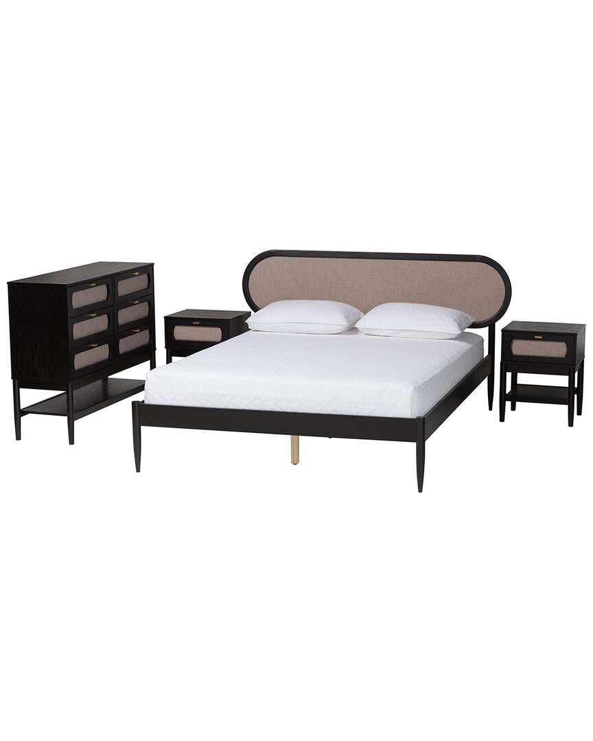 Shirin Mid-Century Queen 4pc Bedroom Set with 2 Nightstands