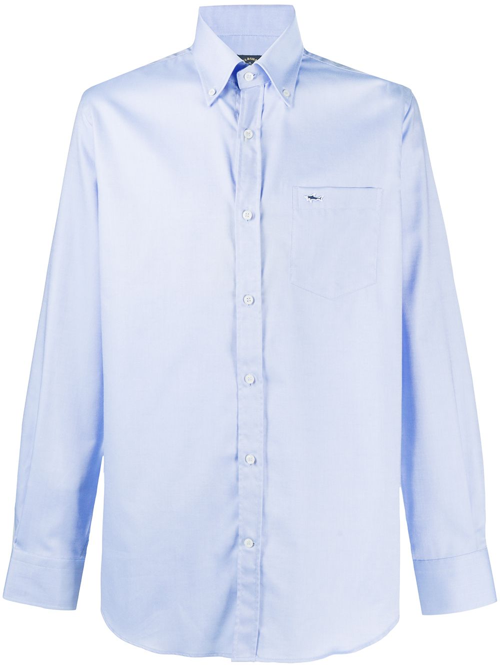Long-sleeved patch pocket shirt - Blue