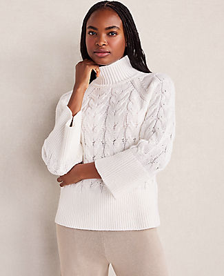Ann Taylor Haven Well Within Organic Cotton Mock Neck Sweater