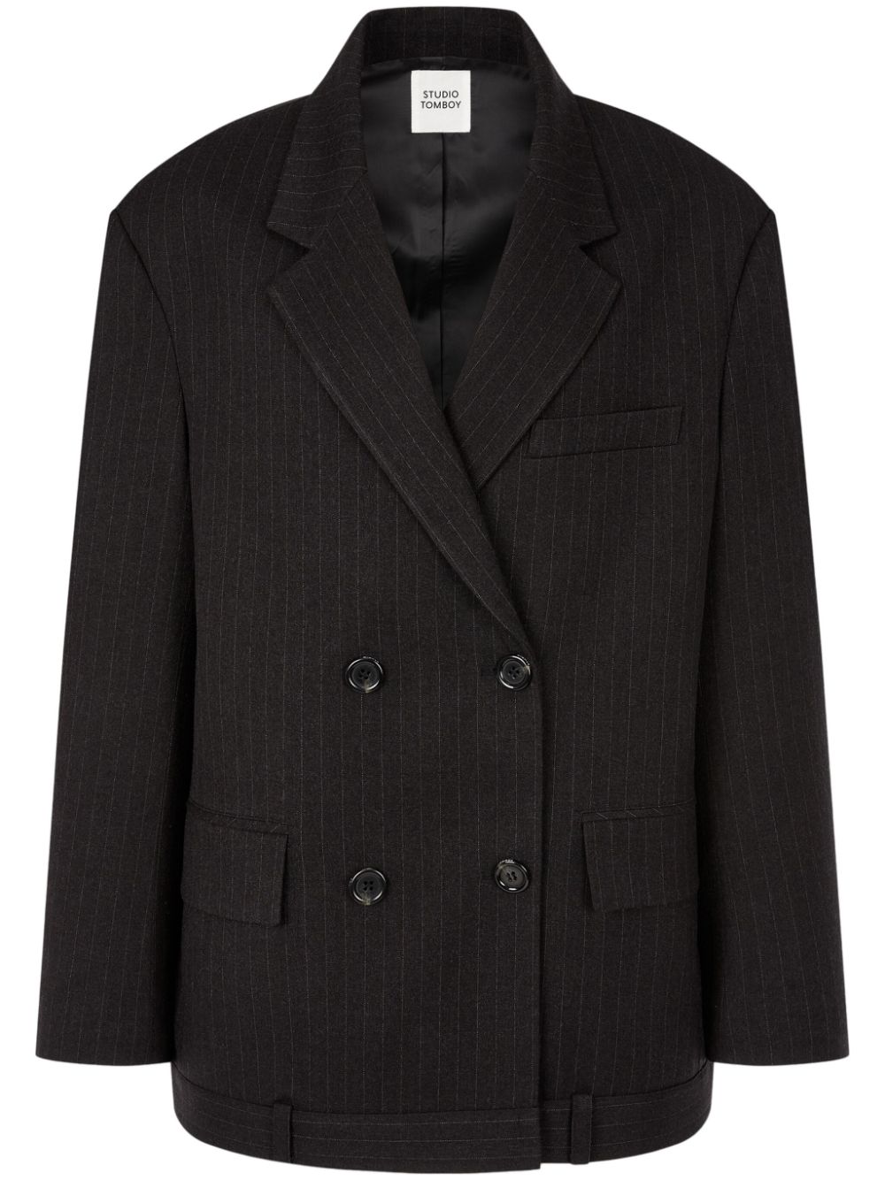 Pinstriped double-breasted blazer - Grey