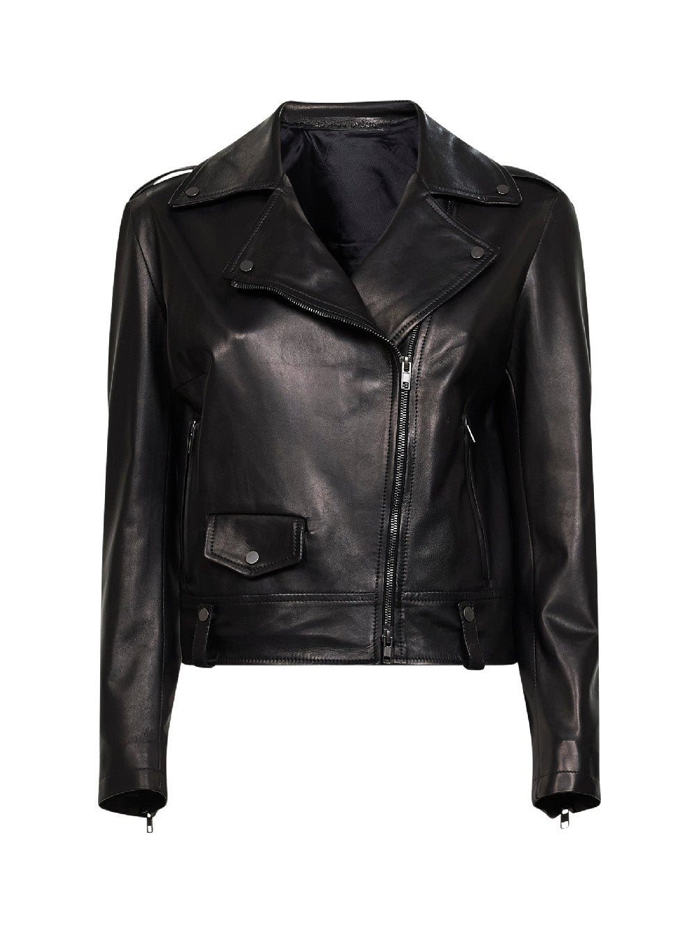Leather Biker Jacket — Black