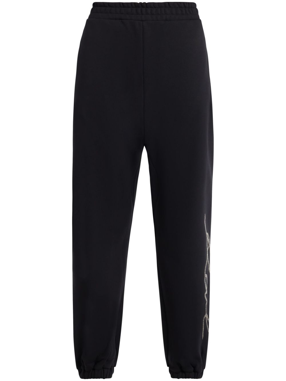 Rhinestone-embellished track pants - Black