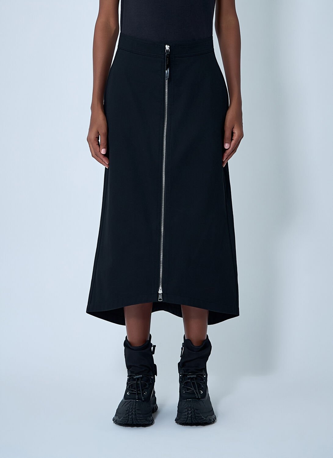 Zip-up Midi Skirt - Woman Skirts Black It