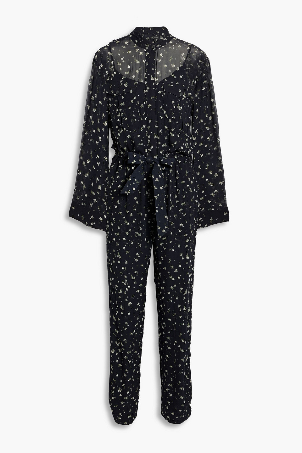 Ina floral-print chiffon jumpsuit - Black - US 0