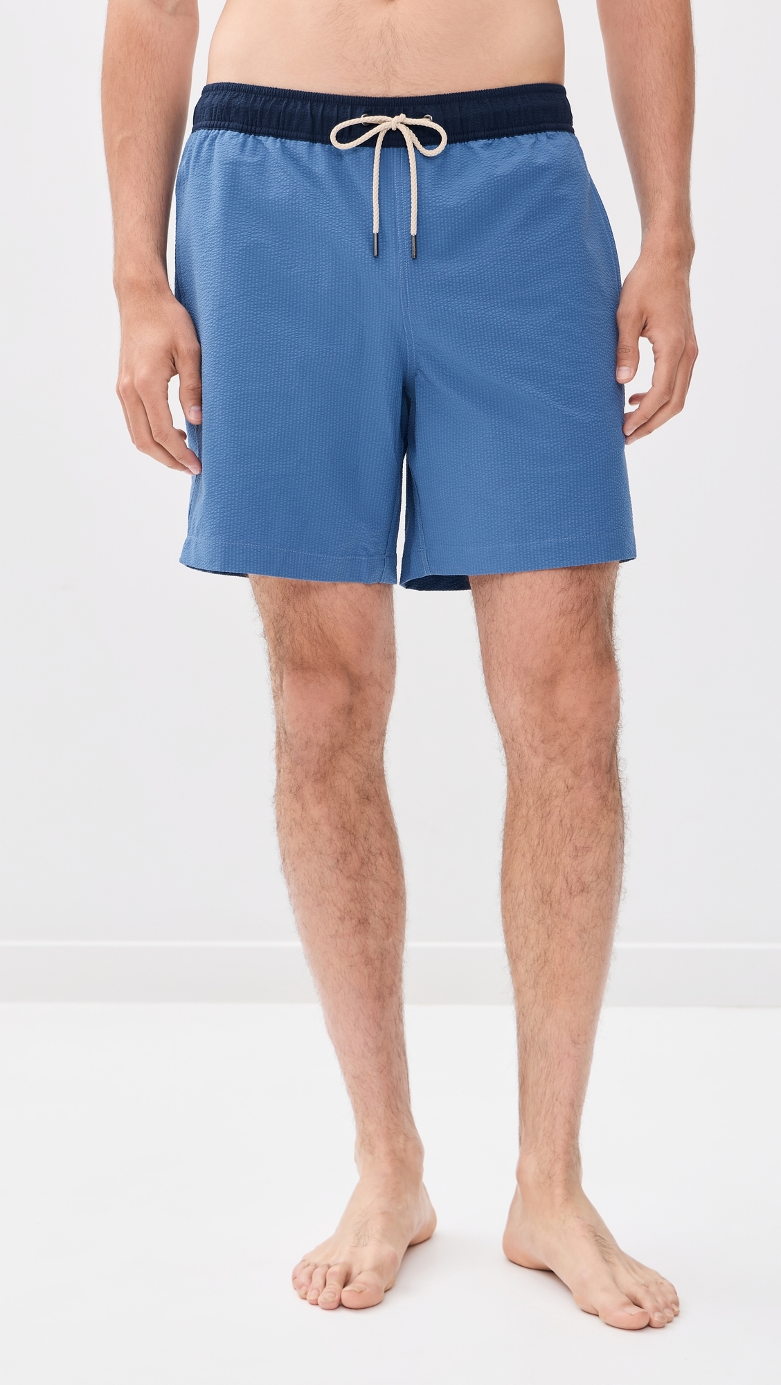 Bayberry Swim Trunks 7 Seersucker Ocean Blue
