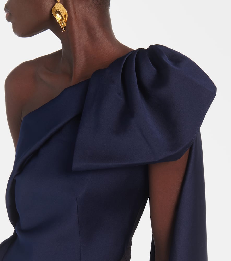 Bow-detail draped taffeta gown