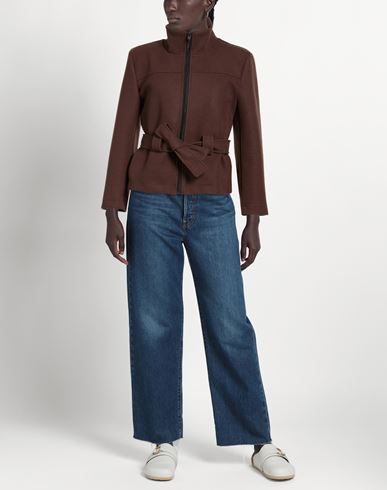 Woman Jacket Dark brown Size L Polyester, Wool