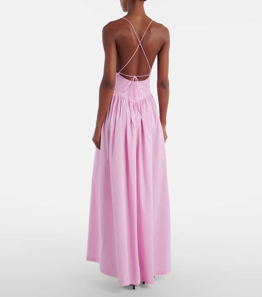 Open-back cotton maxi dress