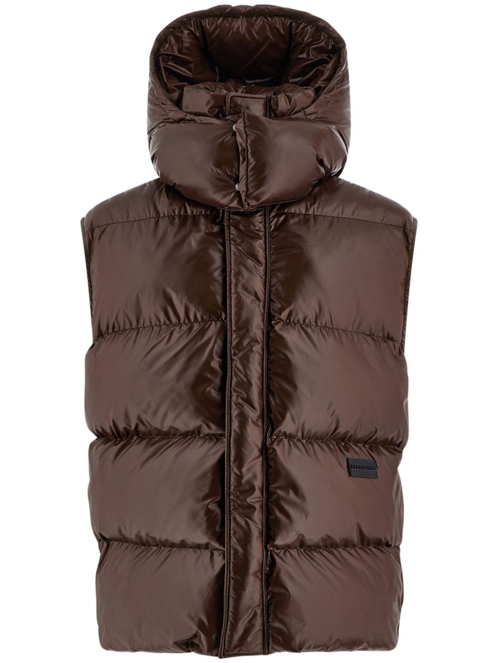 Hooded quilted gilet - Brown
