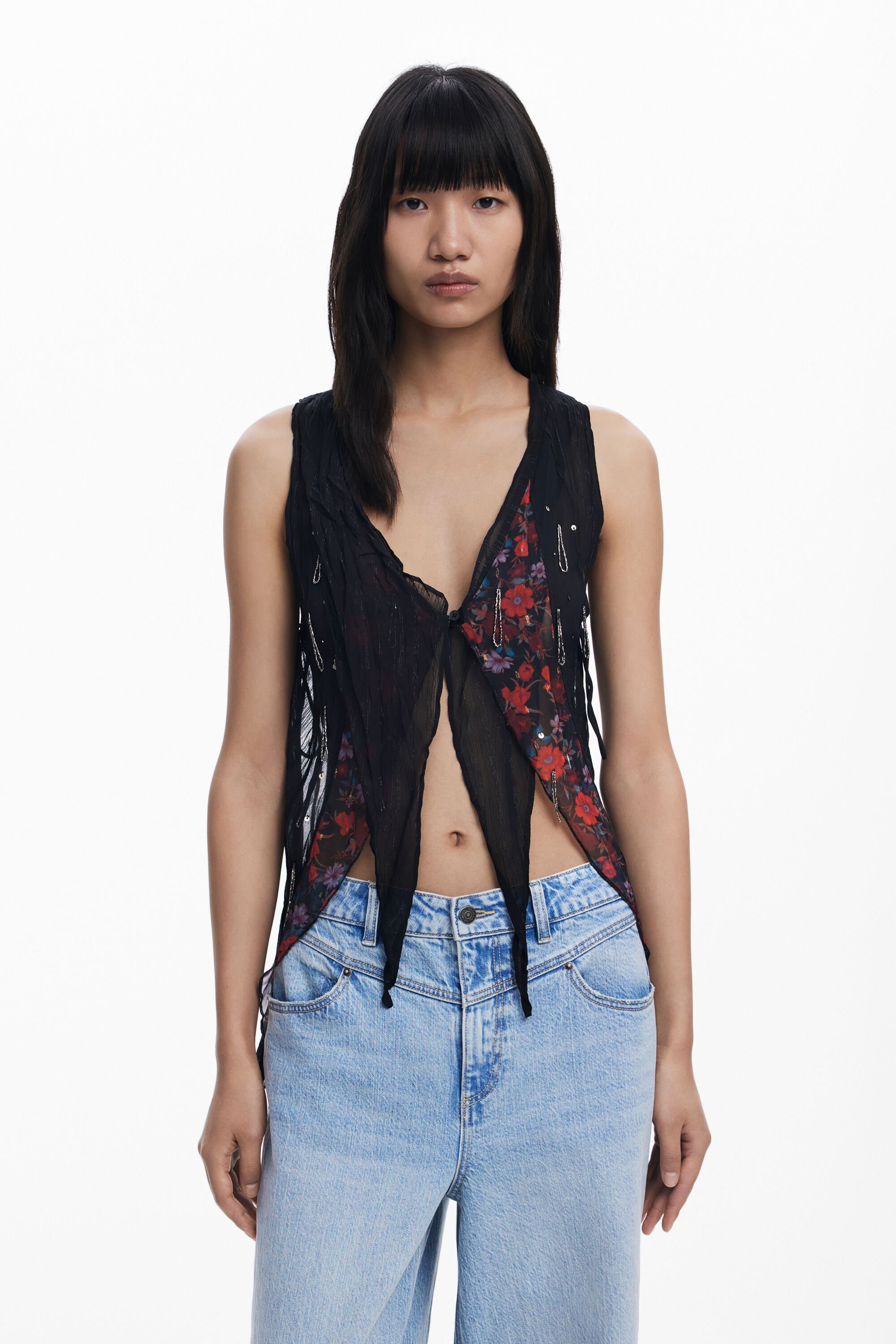 Asymmetric chiffon blouse