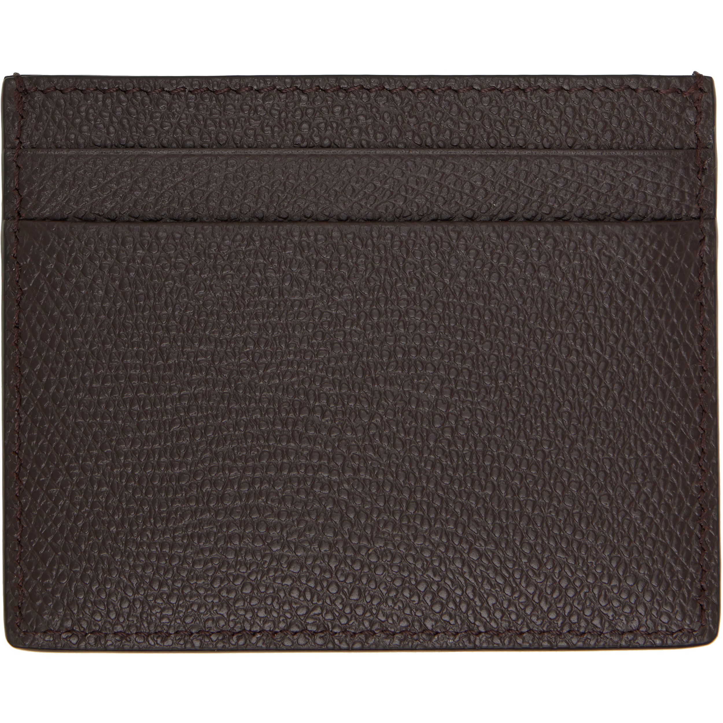 Brown VLogo Signature Grainy Calfskin Card Holder