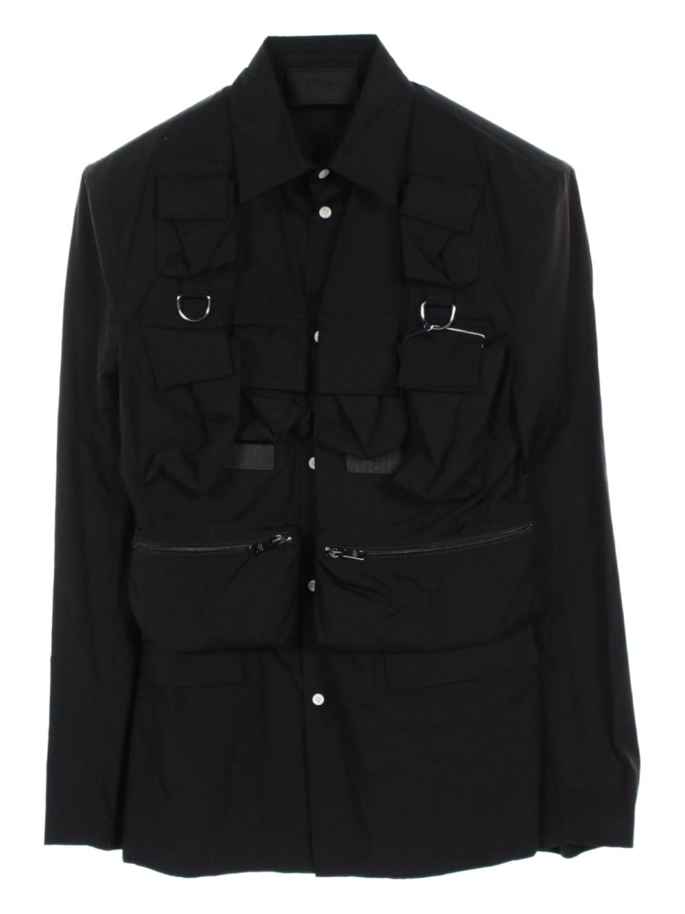 2020s single-breasted shirt jacket - Black