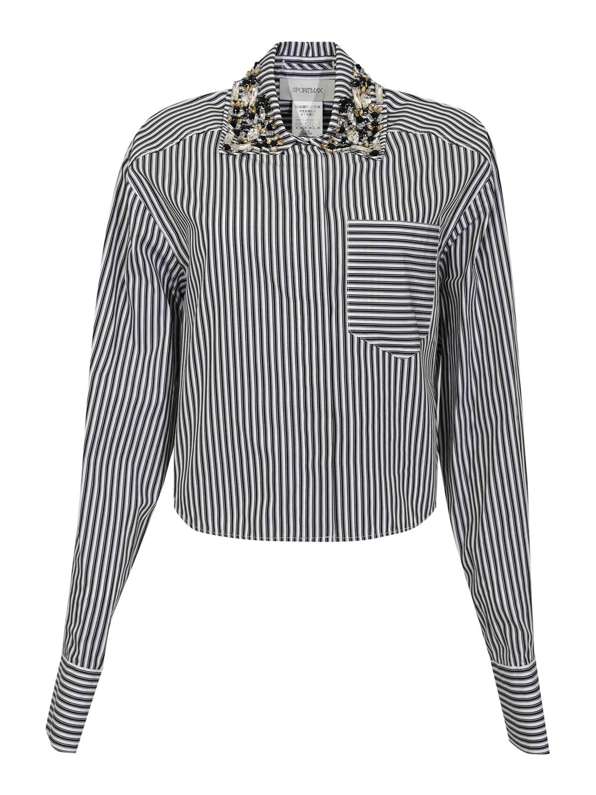 Spxquagga Crop Shirt In Striped Cotton Poplin