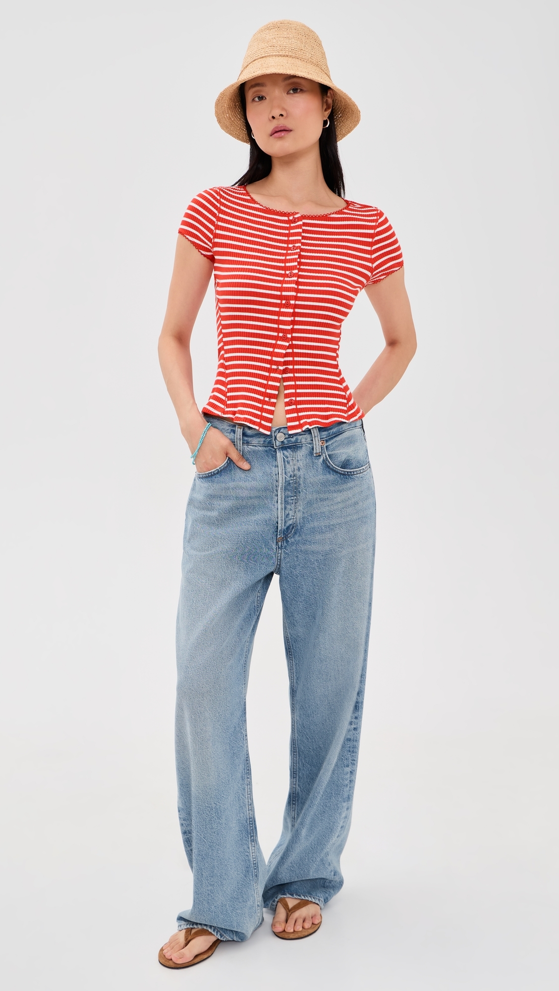 Most Wanted Striped Cardigan Red/White Stripe