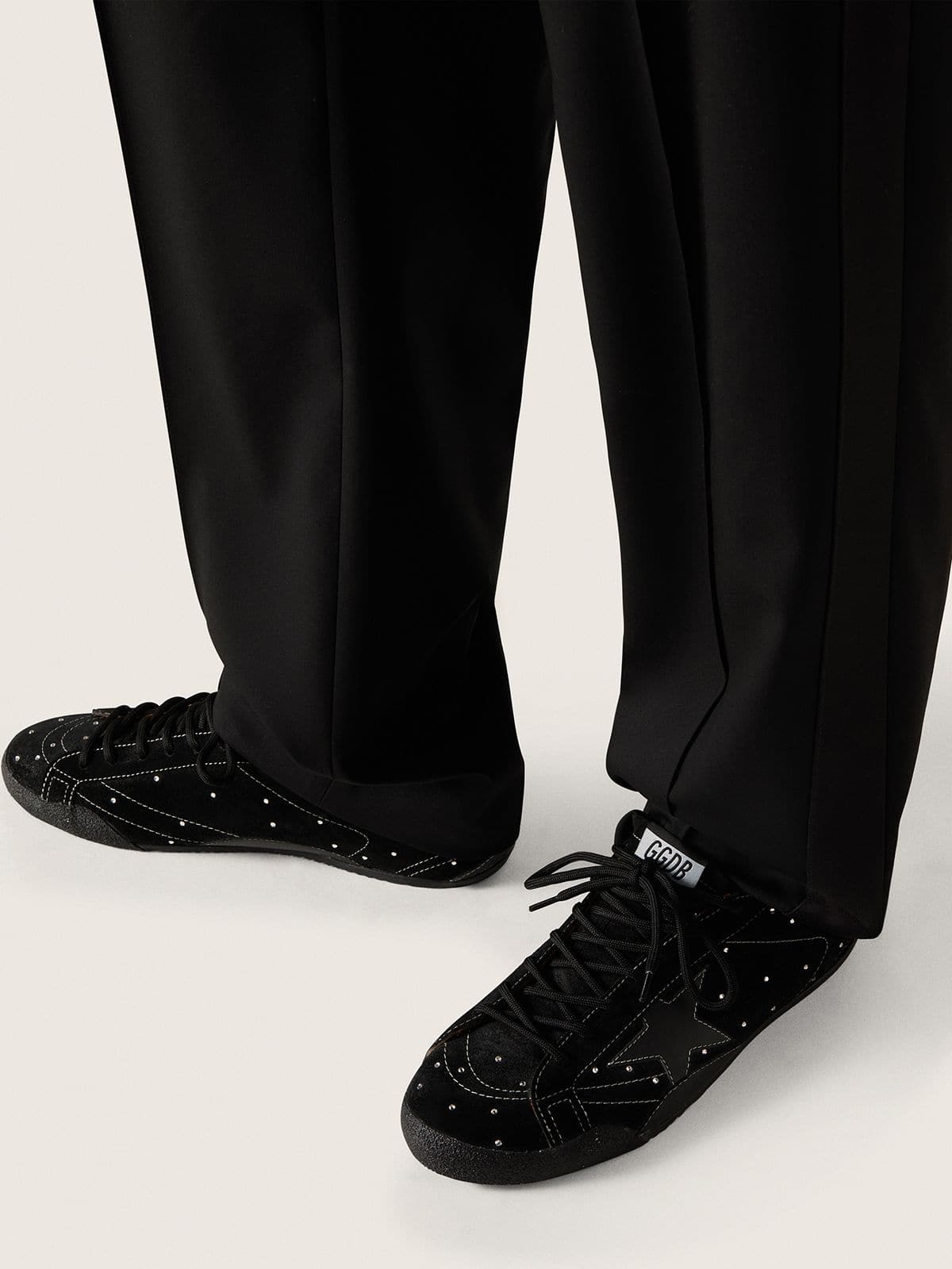 Golden Goose - Men's True-star In Black Suede With Swarovski Crystals And Black Leather Star, Man