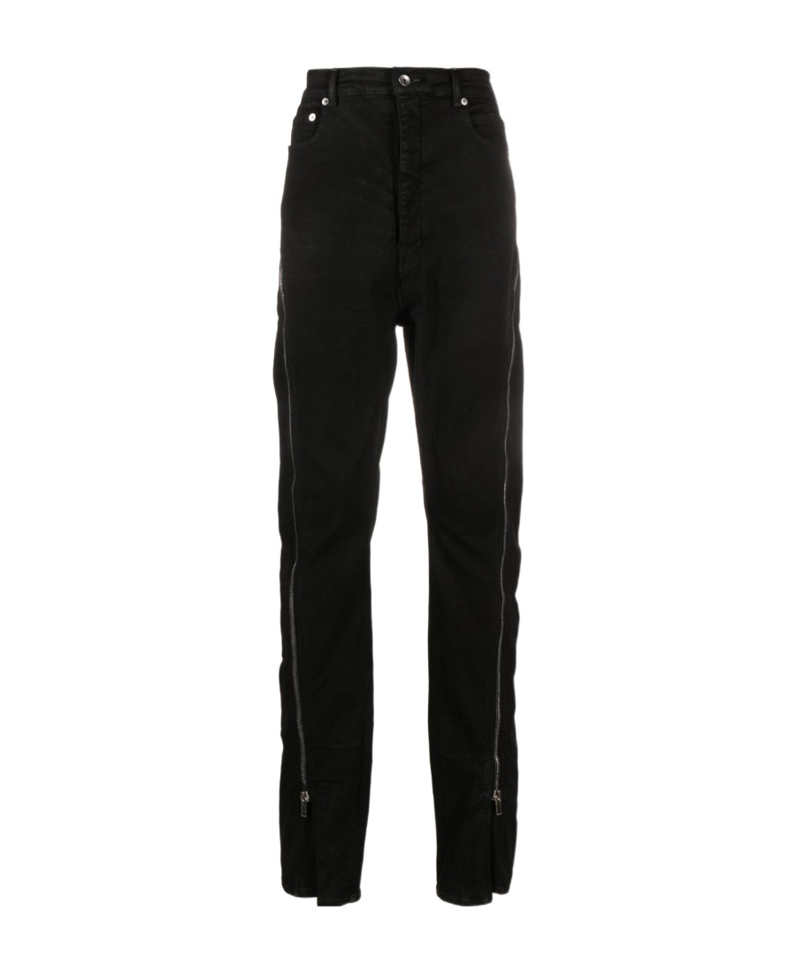 Exposed-zip high-waisted jeans
