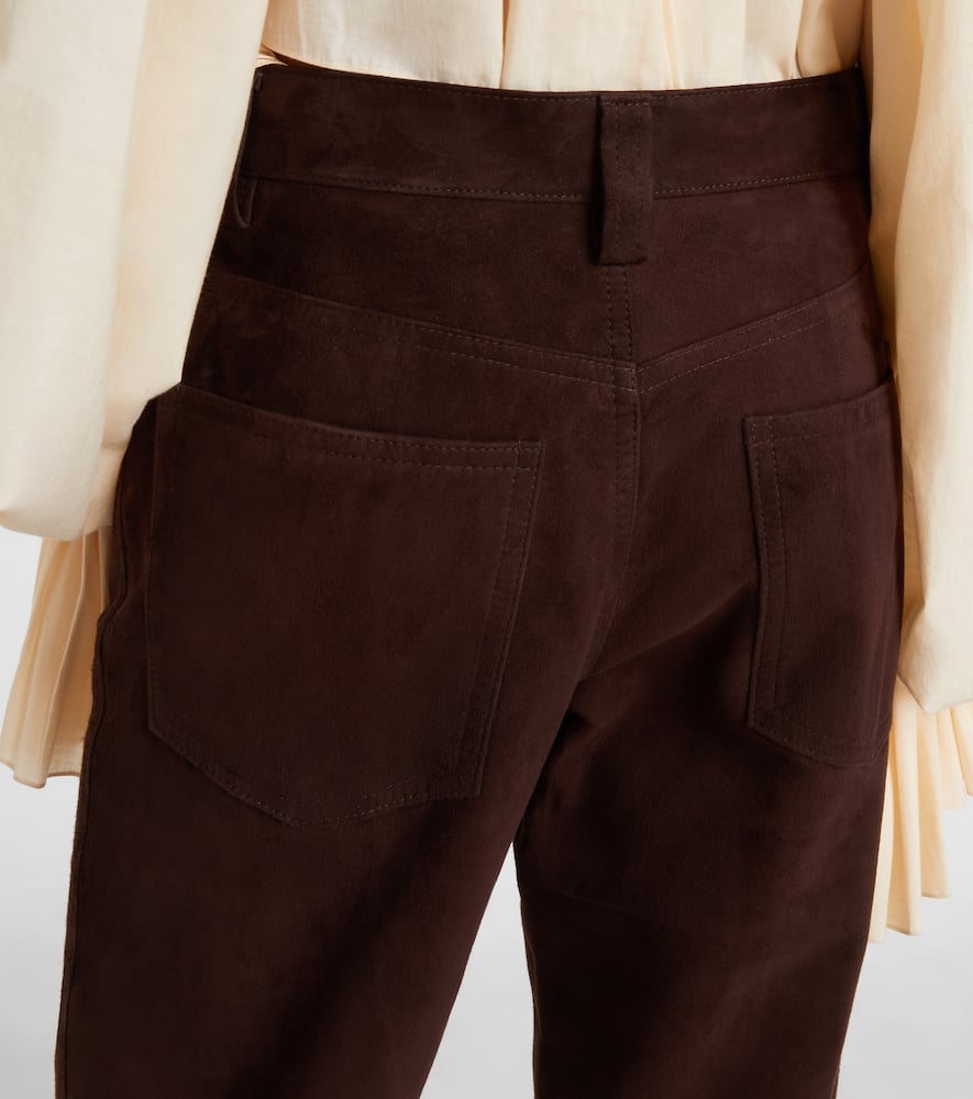 Callum high-rise suede straight pants