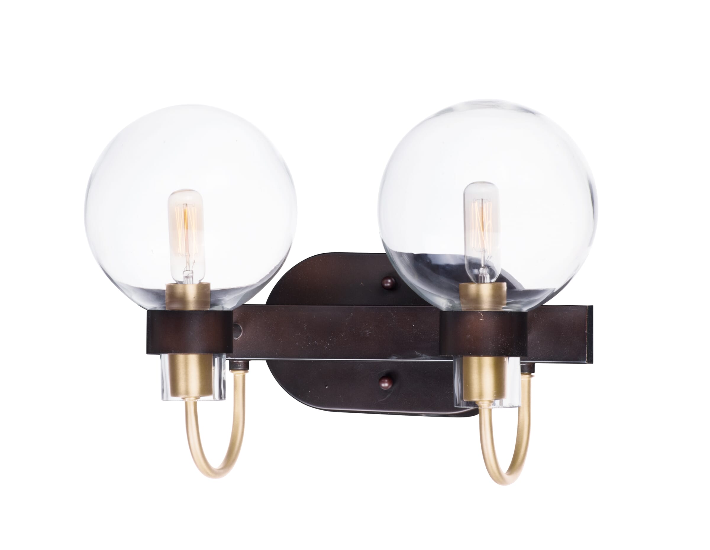 Maxim Bauhaus 2-Light Bathroom Vanity Light in Bronze and Satin Brass - 30512CLBZSBR