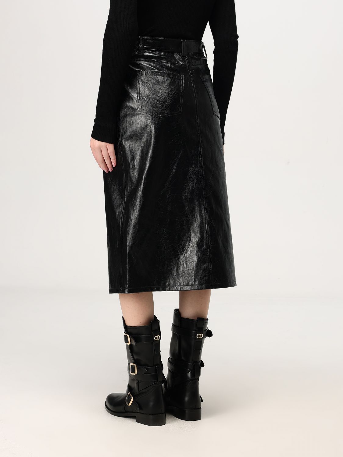 Logo-plaque midi skirt - Black
