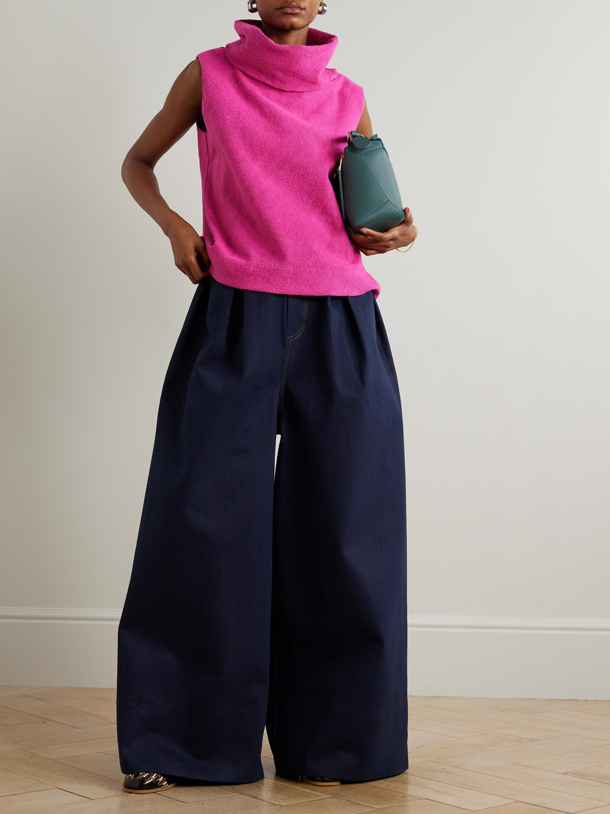 Cotton Turtleneck Tank - Pink