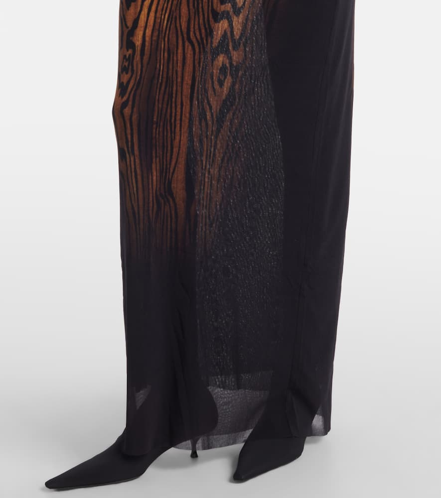 Wood printed mesh maxi dress