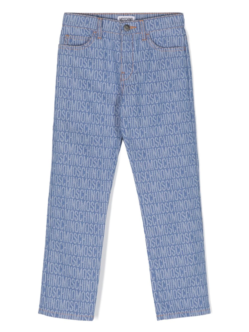 Monogram-jacquard straight jeans - Blue